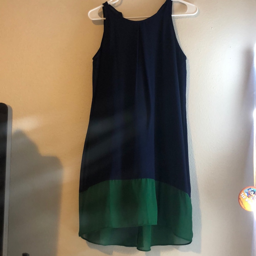 Navy blue dress with green bottom